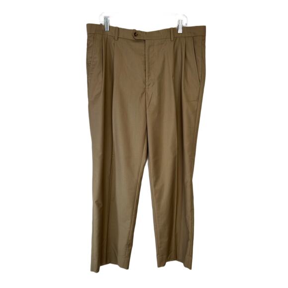 Men's Tasso Elba Tailored Fit Brown Pleated Front Dress Pants Size 36 / 30 - Picture 1 of 9